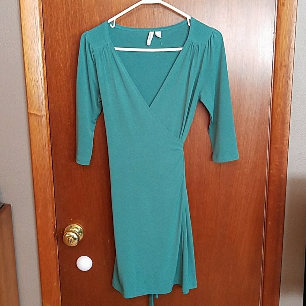 Green wrap dress
